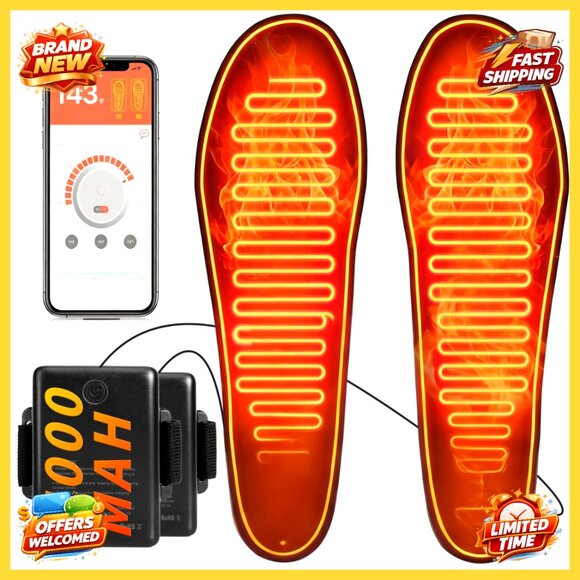 Heated Insoles with APP Control 5000mAh Rechargeable for Outdoor Activities